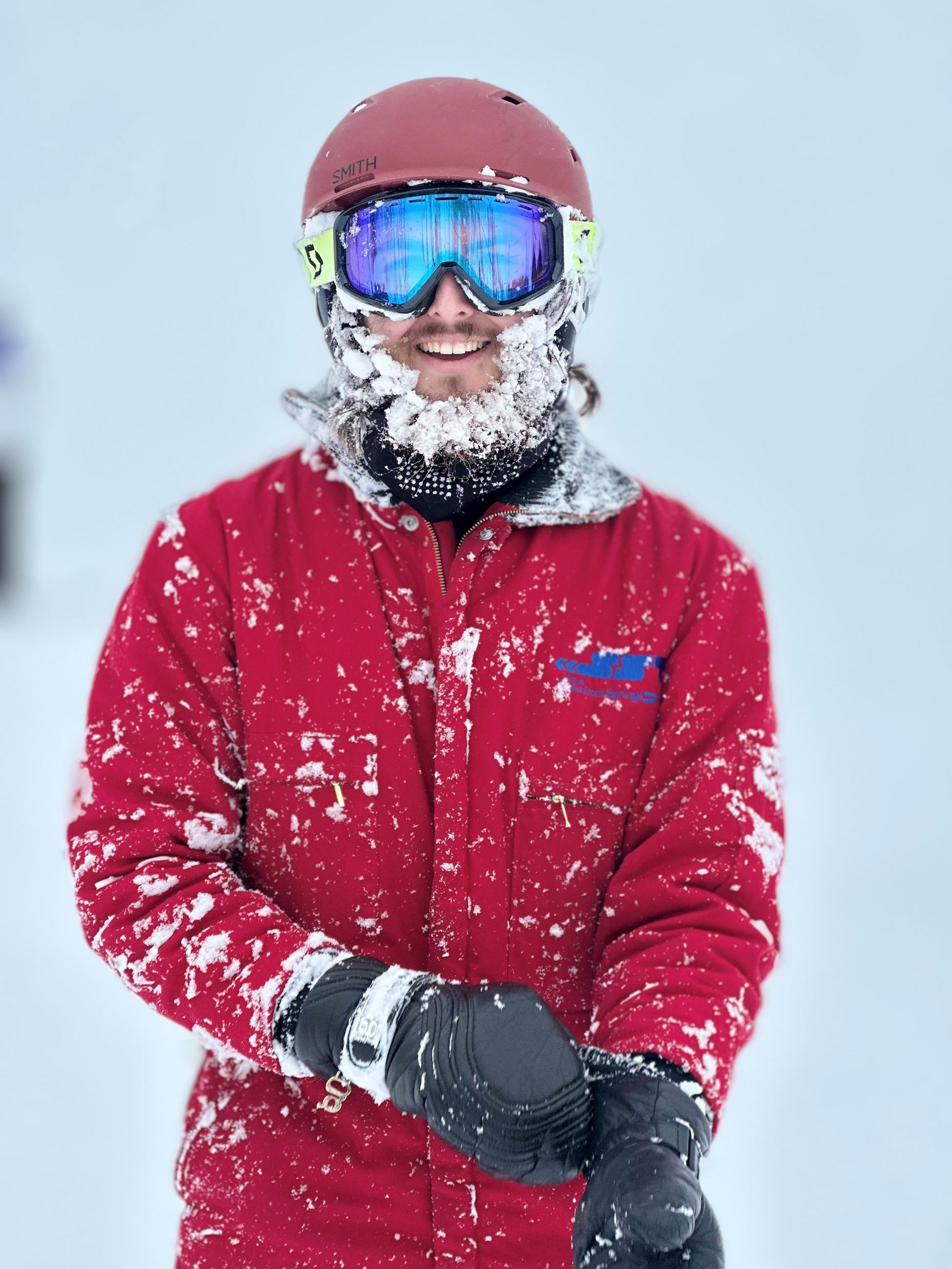 SST employee enjoying a powder day at Steamboat Resort